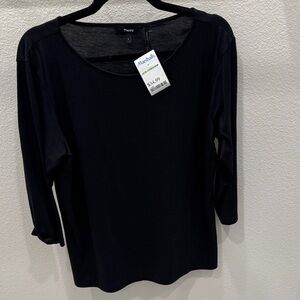 Theory Black Scoop Neck 3/4 Sleeve Top - Women's